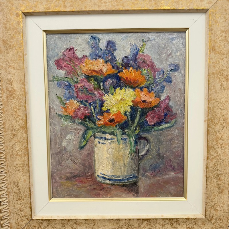 Rustic Floral Still Life Oil Painting "Flower Vase" Detailed Artwork gallery
