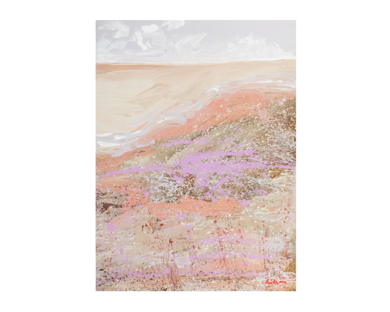 Harry Hilson Signed 1980s Abstract Acrylic Landscape