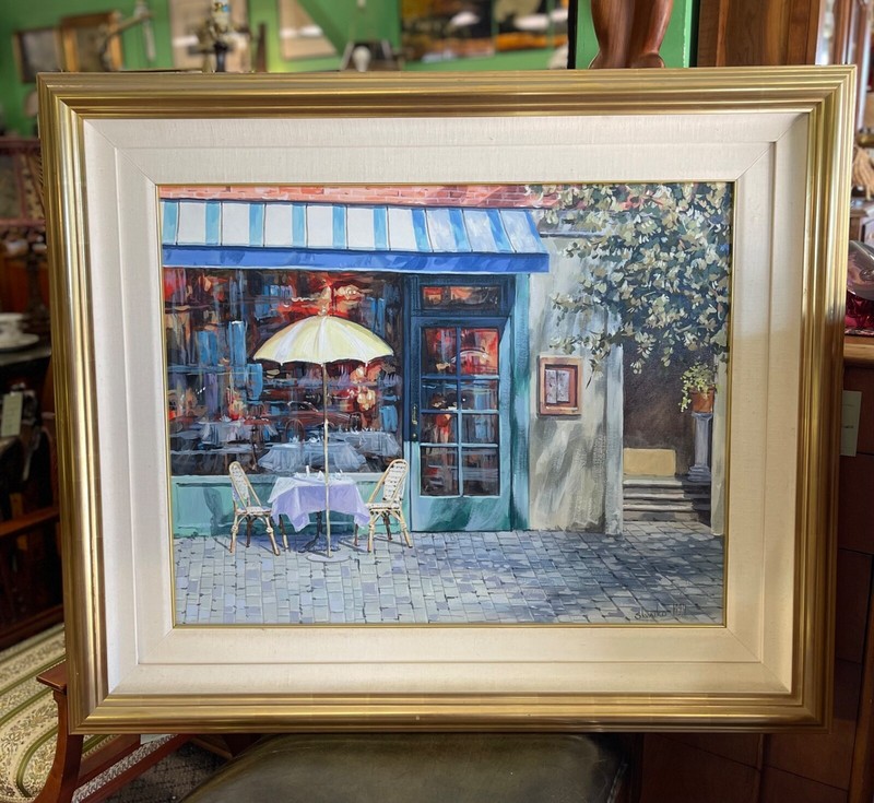 Viktor Shvaiko Oil Painting Cafe Scene