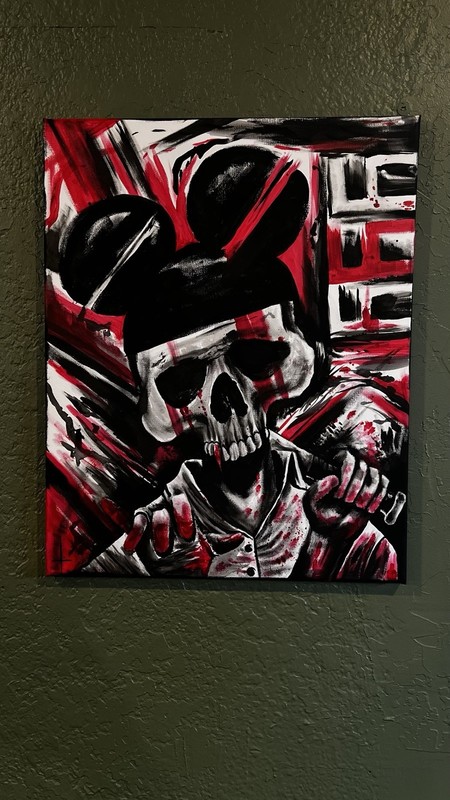 Signed Horror Cartoon & Skull Painting – Contemporary Illustration Art