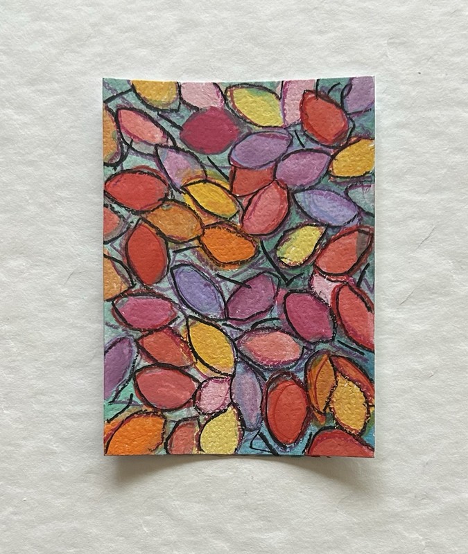 ACEO Original Watercolour Abstract By Lyn’et Titled ‘Rose petals’ 2.5X3.5”