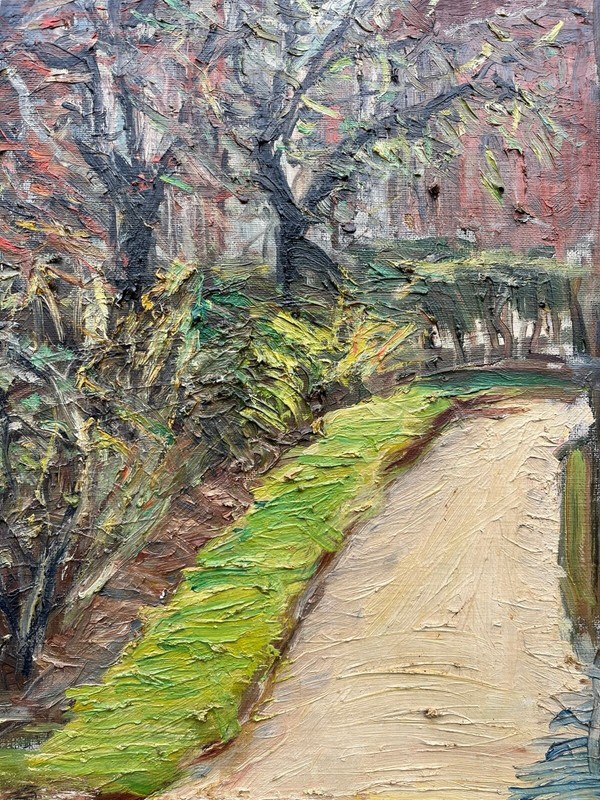 Impressionist Spring Landscape Path Houses Belgium Ghent March 1948 gallery