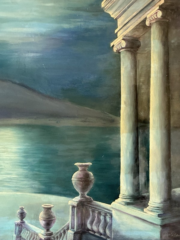 M THOMSON ANTIQUE GREEK ROMAN STILL LIFE LANDSCAPE OIL PAINTING OLD VINTAGE 1920 gallery