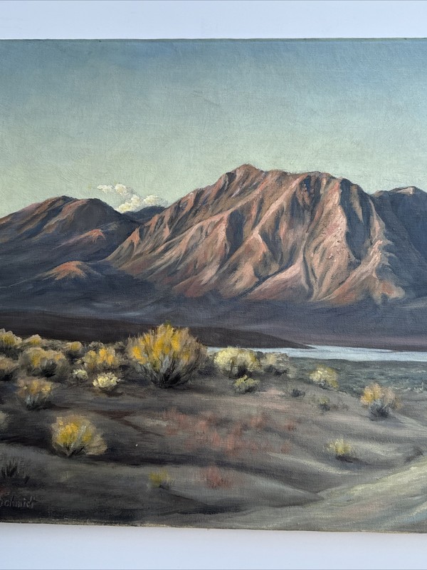 ANTIQUE CALIFORNIA LANDSCAPE PAINTING DESERT SAN JACINTO SIGNED JAY SCHMIDT gallery