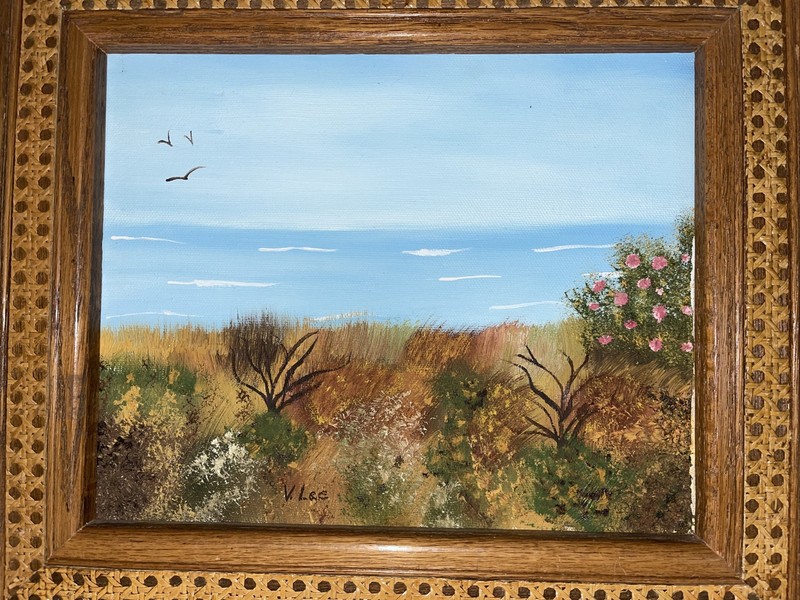 Oregon Coastline Painting Landscape Oil 8x10” Signed Ornate Wood Framed 13x11” gallery