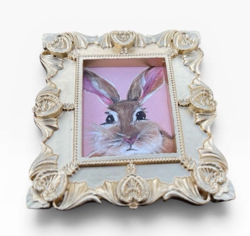 Bunny Rabbit mini watercolor animal print • vintage ornate frame gallery