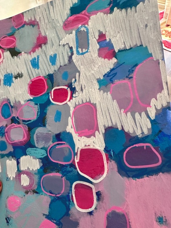 Emilia Bachelier Pink Abstract Painting 9x12” Original on Paper gallery