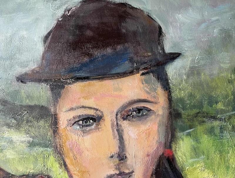 Horse Painting Woman Original Art Horse Riding Artwork 20x20" signed gallery