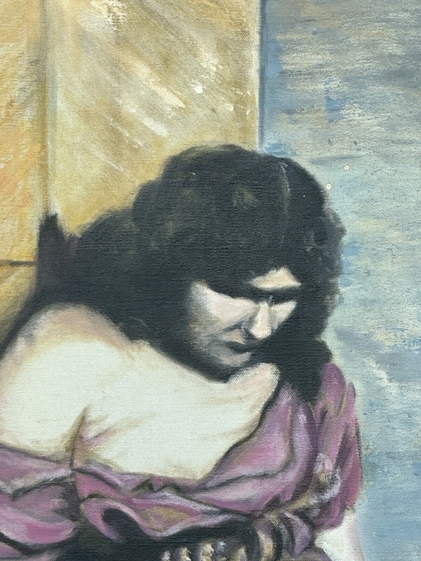 JO EDWARDS ANTIQUE FIGURATIVE WOMAN MODERN IMPRESSIONIST OIL PAINTING VINTAGE 69 gallery