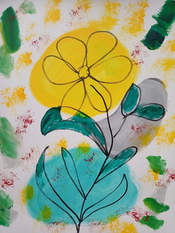 Abstract/Impressionism 11×4 Yellow Daisy Handmade Colorful Art Painting