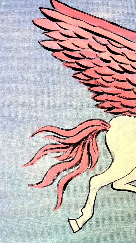 Pegasus Flying Original Acrylic Painting Whimsical Fantasy Art 11x14 Sienna Gold gallery