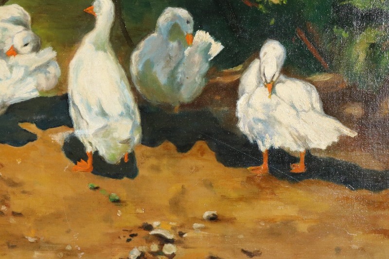 Paul Wilhelm KELLER-REUTLINGEN ducks at the pond painting Art Nouveau oil painting around 1900 gallery