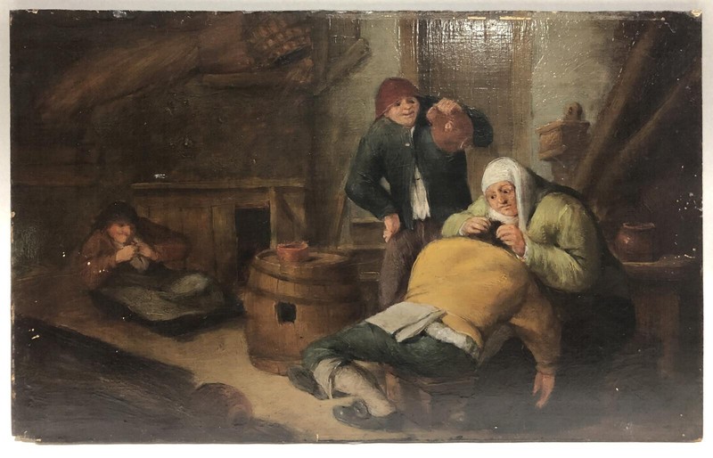 OLD MASTER? OIL Painting ~ DUTCH GENRE SCENE ~ Antique after Adriaen van OSTADE