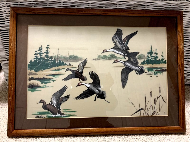 FRAMED ORIGINAL PAINTING ART   Ducks  Signed Grace B. Gilmore   21" x 15" x 1"  