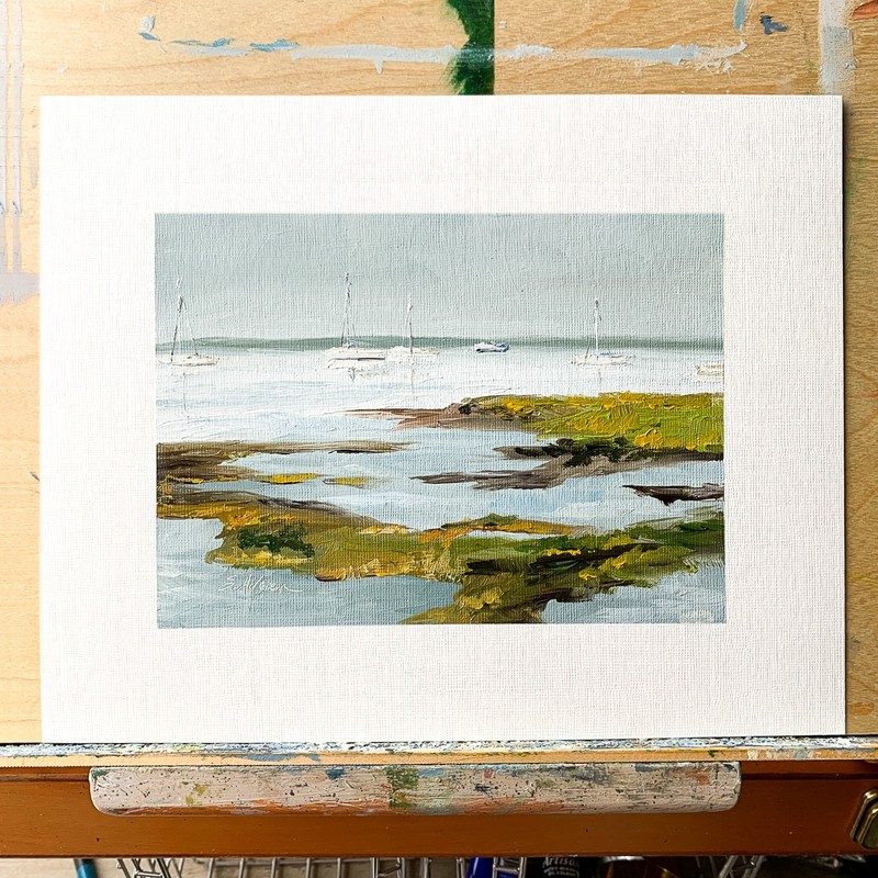 Framed 10x12 Original Oil Painting Seascape Sailboats Coastal New England Signed gallery