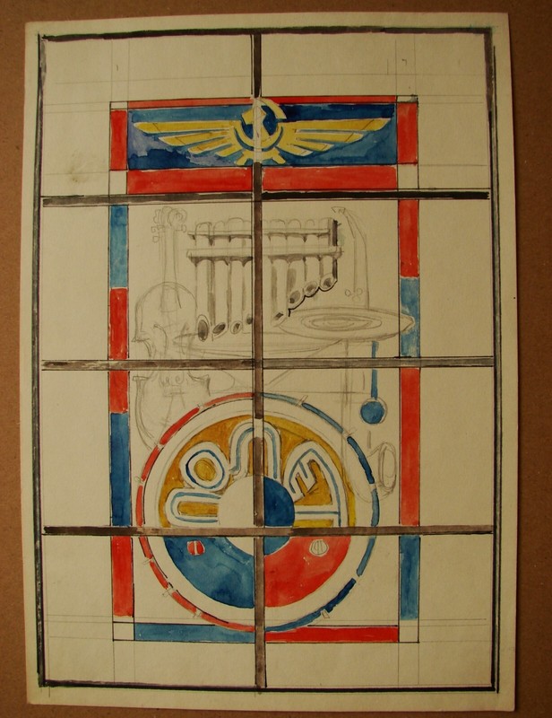 Ukrainian Soviet USSR sketch monumental painting AEROFLOT airport music Kyiv