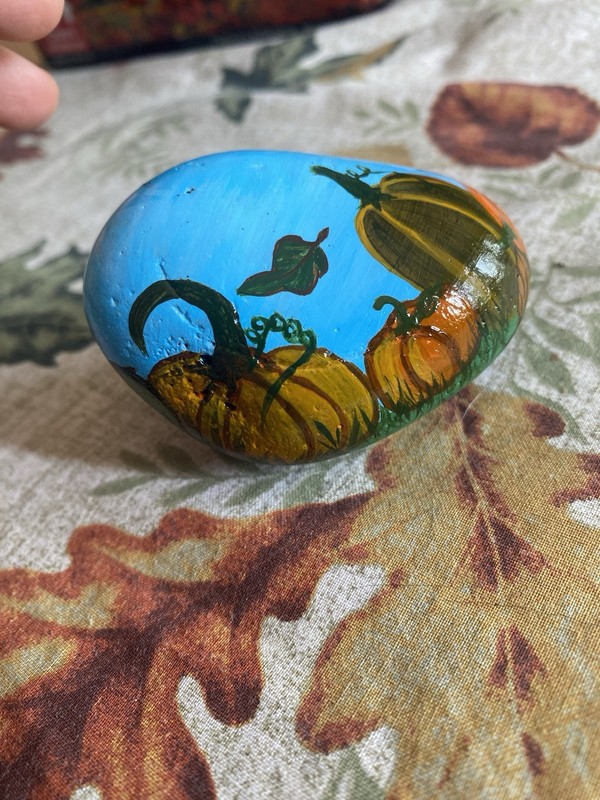 Hand Painted Rock Pumpkin Patch Rock Fall Holiday Halloween Decor Stone Acrylic gallery