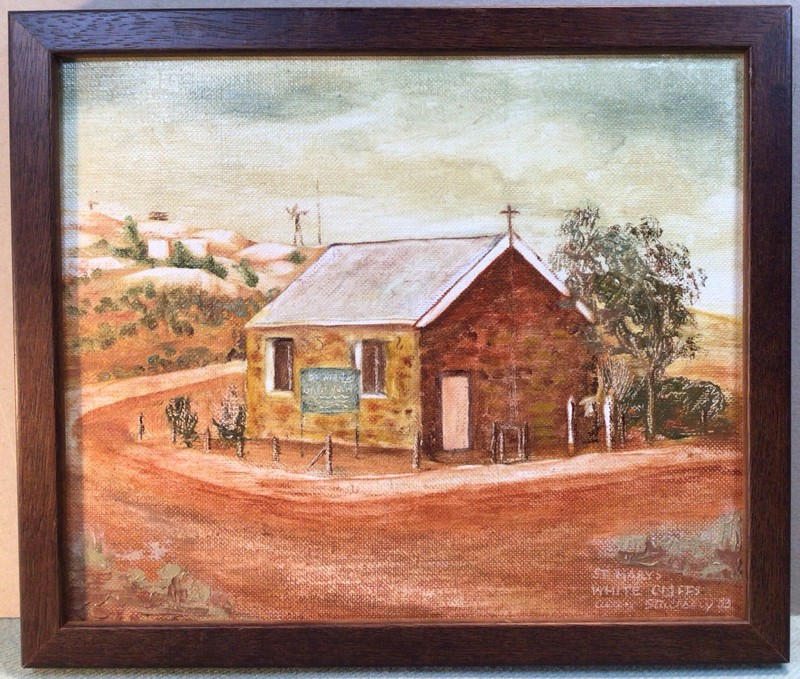 Signature Illegible St Mary’s White Cliffs Framed Oil Painting 1983