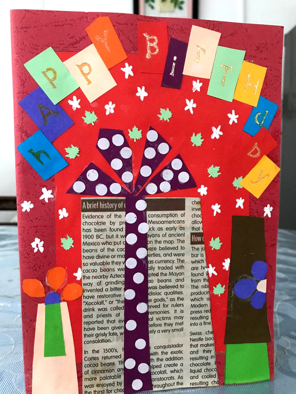 Original Hand-Painting & Handmaid Art Card for the Happy Birthday, Size A4