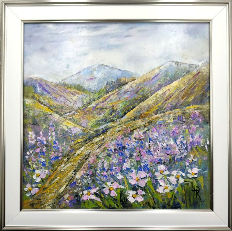 Original Oil Painting 10×10 in Framed Signed Spring Landscape Impasto Art