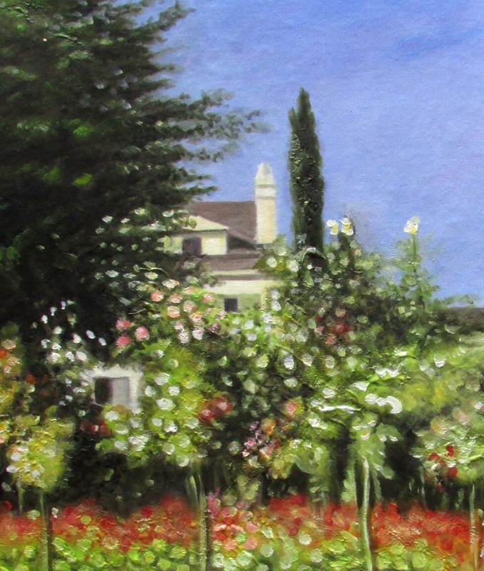 Framed Claude Garden in Bloom Repro, Quality Hand Painted Oil Painting, 20x24in gallery