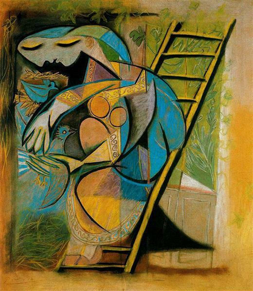 Pablo Picasso Classical Oil Painting Farmer’S Wife On A Stepladder By Handmade