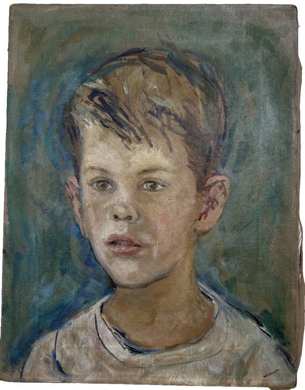 Portrait of a Young Boy Oil Painting-C. 1950s-Ruth Bugzester