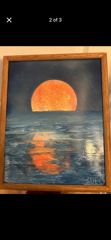 Spray Paint Art Sunset 11x14 In Small Sleek Wooden Frame Signed gallery