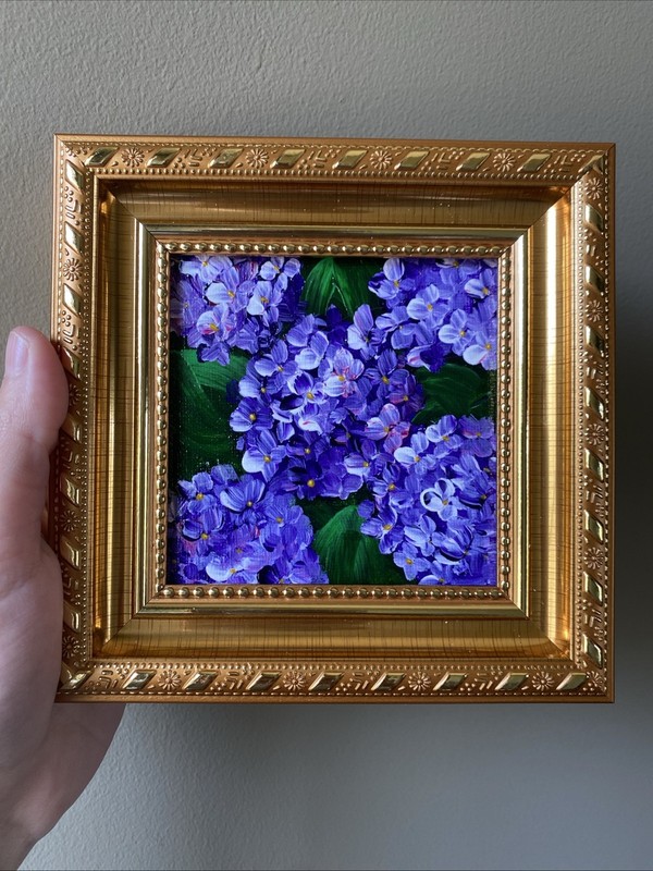 Hydrangea ,abstract Flower,Original Acrylic Painting On Canvas Panel,4/4 Framed