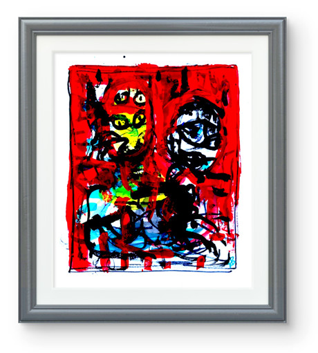 Abstract Art «Observation» Original Acrylic 18×24 inch Painting on Gallery Paper