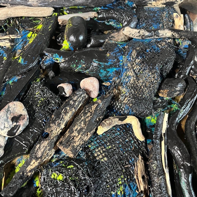 Original Abstract Assemblage Found Object Driftwood Art 22x23 "Subsidiary" gallery