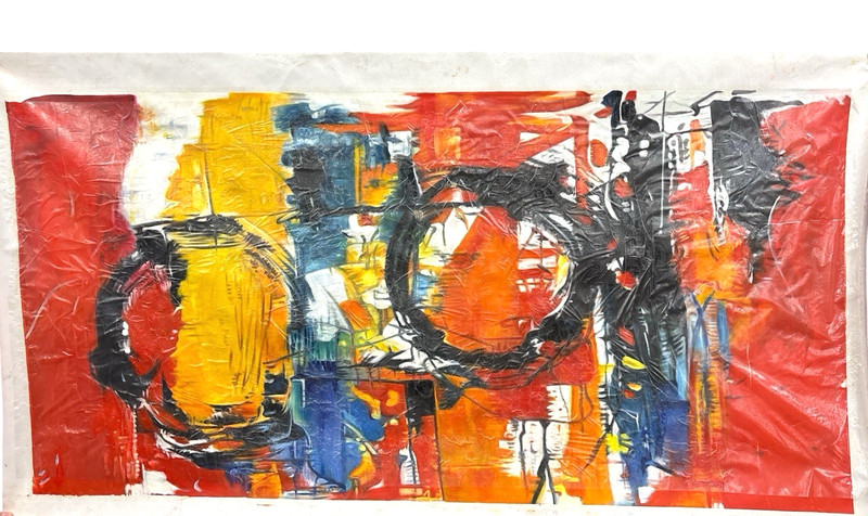 Modern Palette Knife Texture Colorful Abstract Wall Art Oversize Oil Painting#04