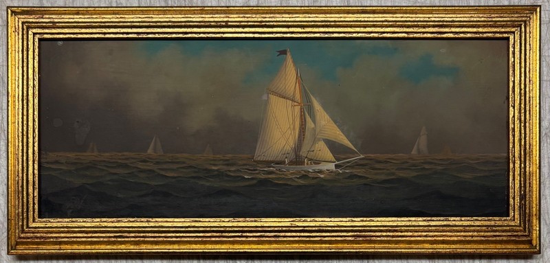 Original Vintage GEORGE NEMETHY Sailing SAILBOATS on the Open Seas Oil PAINTING gallery