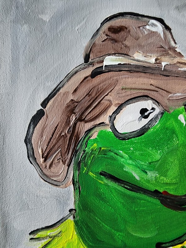 Aleph Original Kermit the Frog Painting 9x12 Pop Art Acrylic Canvas Wall Decor gallery