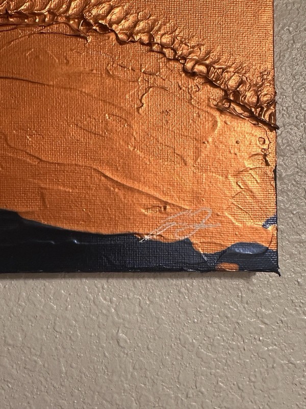 Original Abstract Acrylic Painting 8x10 Textured Copper Orange Modern Art gallery