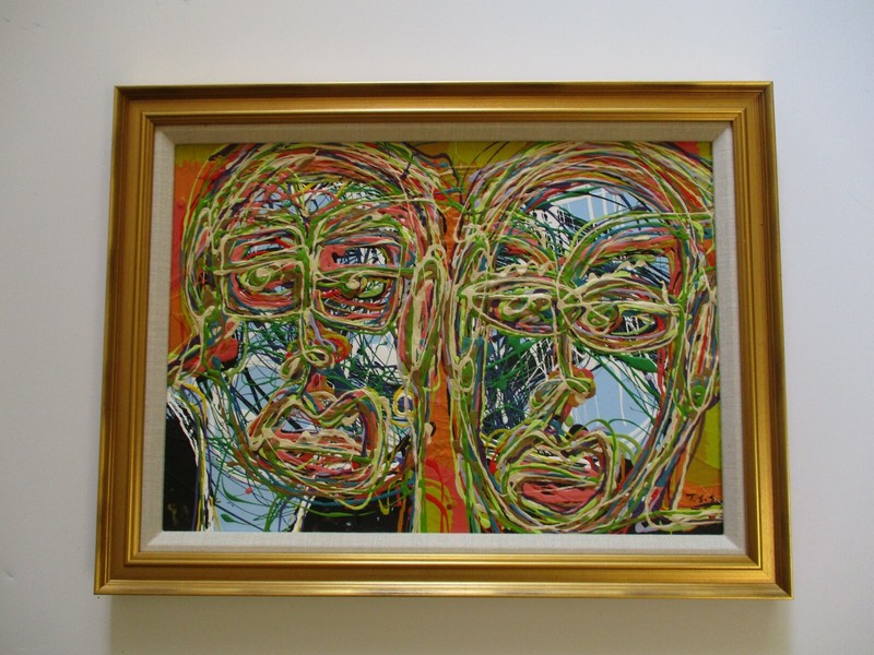 18″ TSS PAINTING CONTEMPORARY MODERNIST AMERICAN ABSTRACT PORTRAIT POP ART FACE