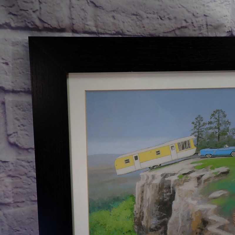 Paige Bridges Scenic Overlook Trailer Car Acrylic Painting Signed Framed Art gallery
