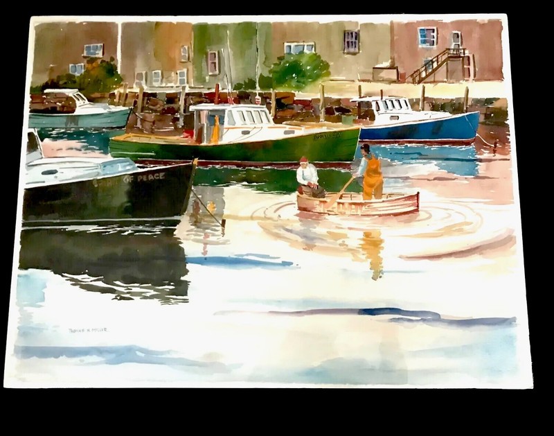 Mid 1980’s Gloucester T.H. Miller Original Watercolor, Signed