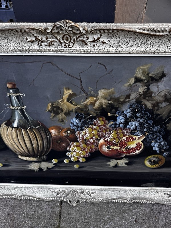 Large oil painting, still life with Fruit, signed J. Ros W/ Frame Gr1 gallery