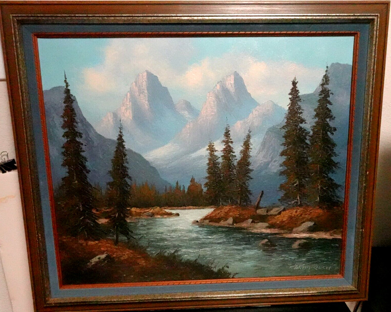 WILLIAM HARISCH CANADIAN ROCKIES PARADISE VALLEY ORIGINAL OIL ON CANVAS PAINTING