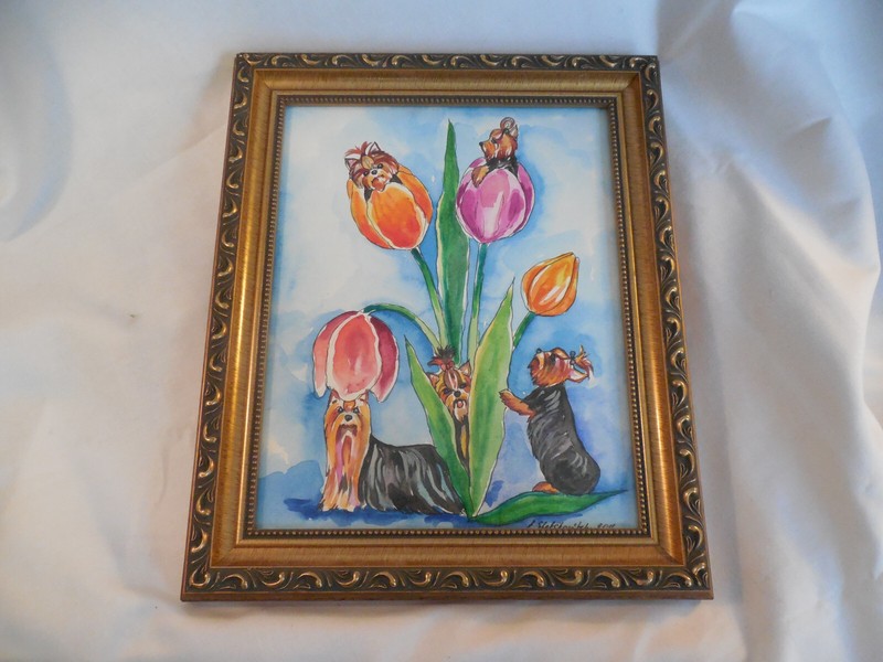 Elena Stetskovitch original watercolor painting Yorkshire terrier Yorkie 2011