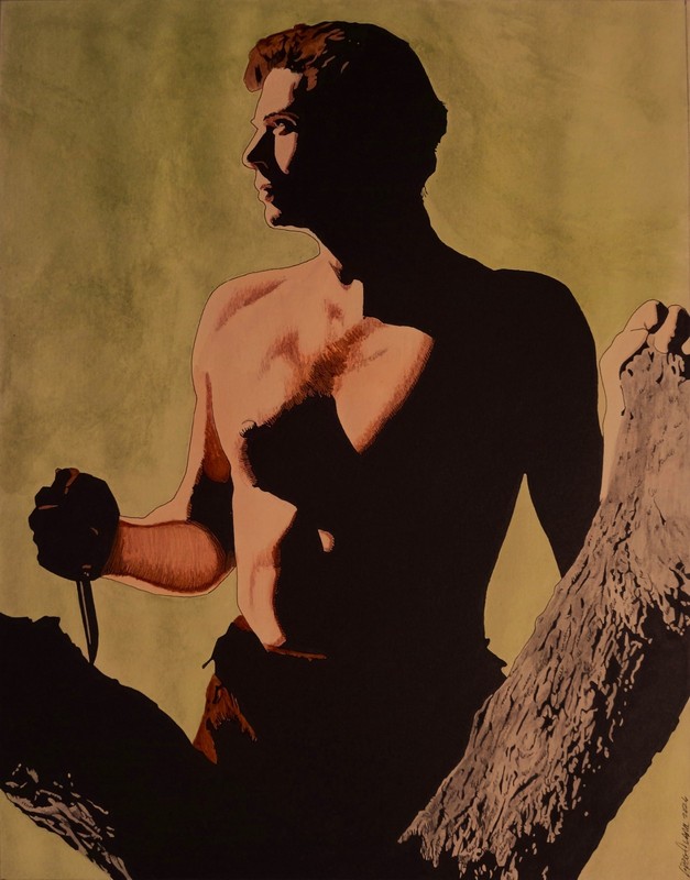 Original art – TARZAN OF THE APES – 2026 film noir, pulp illustration