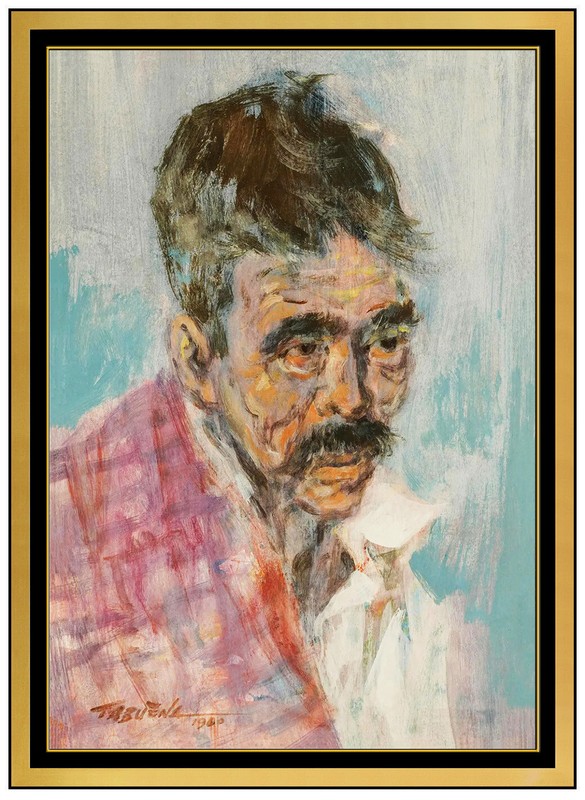 Romeo Tabuena Original Oil Painting On Board Signed Self Portrait Framed Artwork