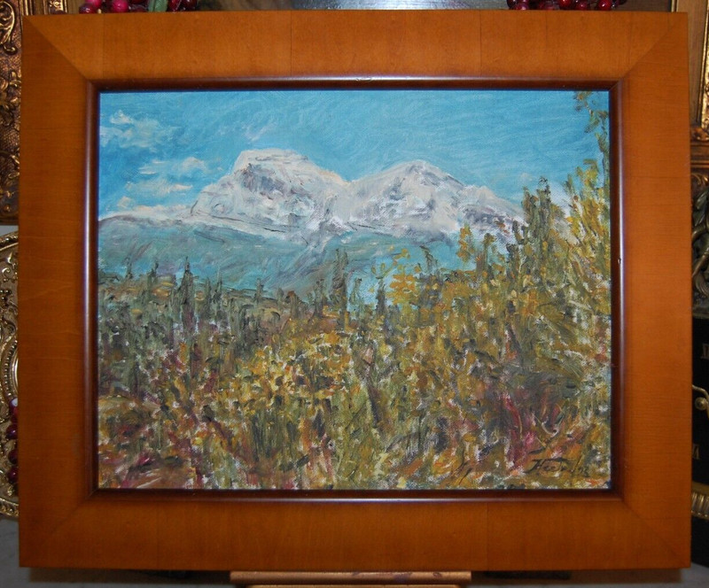 FRAMED ORIGINAL OIL SWISS ALPS MOUNTAIN LANDSCAPE SCENE ARTIST: HECTO VIDAL