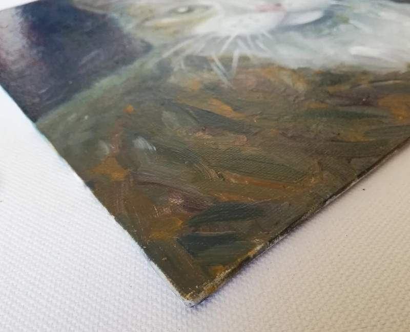 Cat oil painting original. Painting animal by photo for cat lovers. 25x25 cm gallery