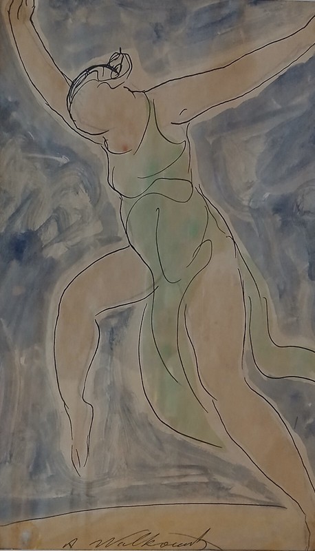 Abraham Walkowitz "Isadora Duncan Dancing" Watercolor on Paper c. 1915-27 gallery