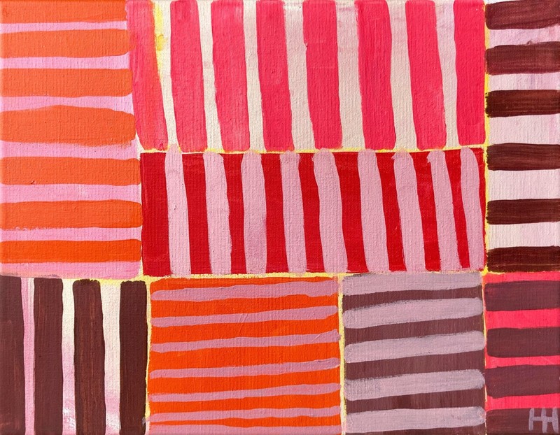Original Patterned Red Abstract 11x14 Acrylic Painting Wall Art , Holly Hammond gallery