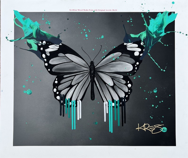 Streamline Chaos Authentic Mixed Media On Canvas Painting By Kre8