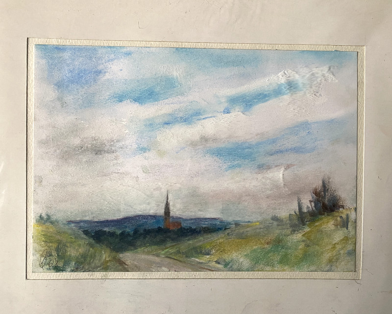 Franz Ehmke 1928-2018 GDR Painter Pastel Church Königsberg Neumark Signed