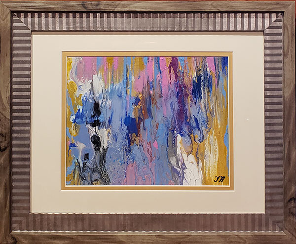 Abstract mood. Original framed oil over acrylic on canvas 8″x10″ painting